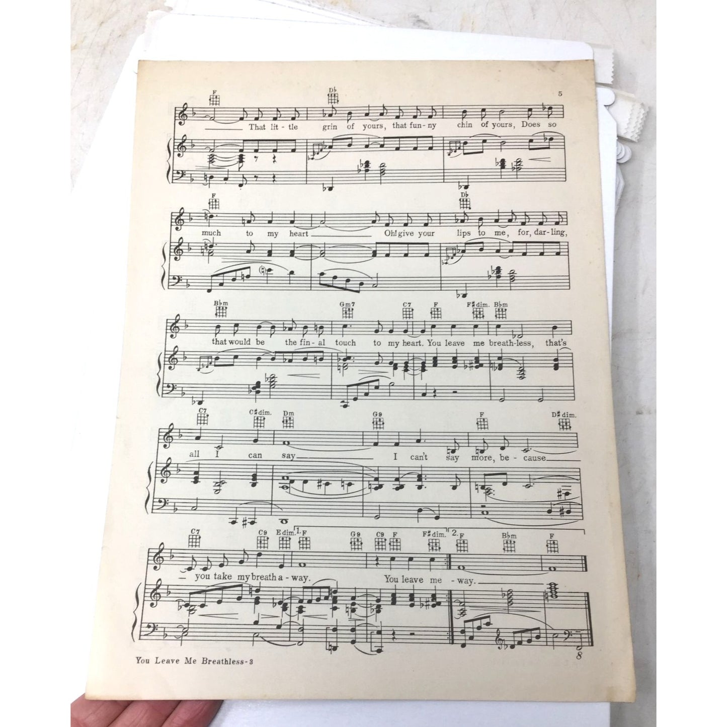 Vintage 'You Leave Me Breathless' Sheet Music - A+ Stuff
