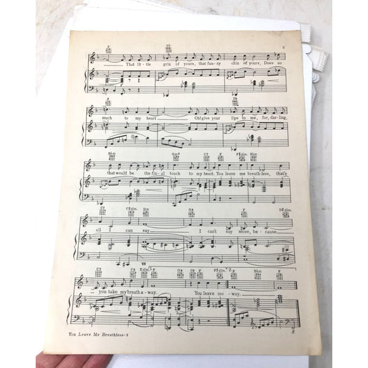 Vintage 'You Leave Me Breathless' Sheet Music - A+ Stuff