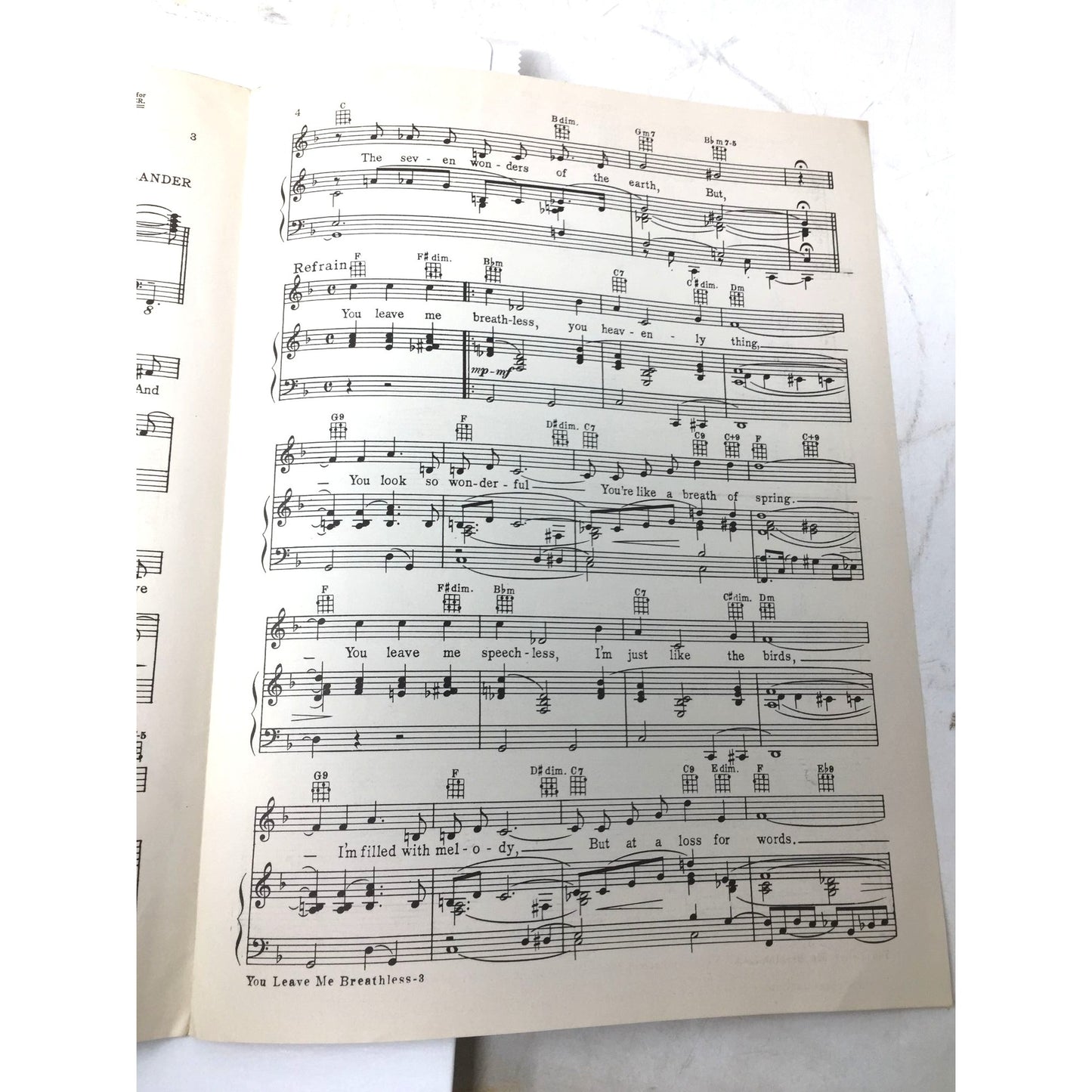 Vintage 'You Leave Me Breathless' Sheet Music - A+ Stuff