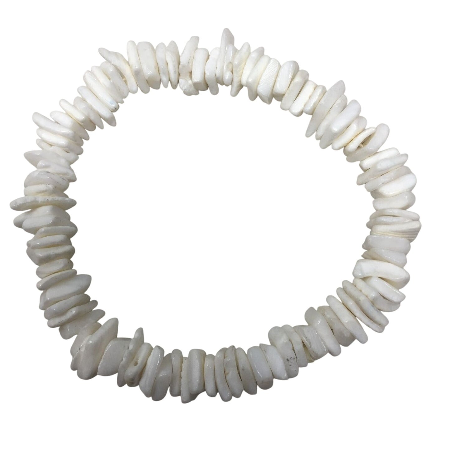 White Chunky Puka Shell Bohemian Style Bracelet