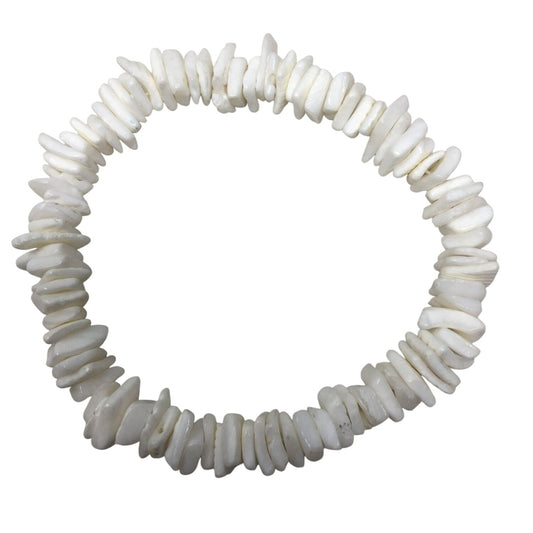 White Chunky Puka Shell Bohemian Style Bracelet