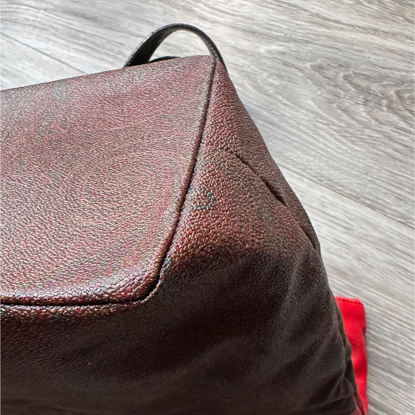 ETRO Milano Limited Edition Red Leather and Coated Paisley Canvas Bag