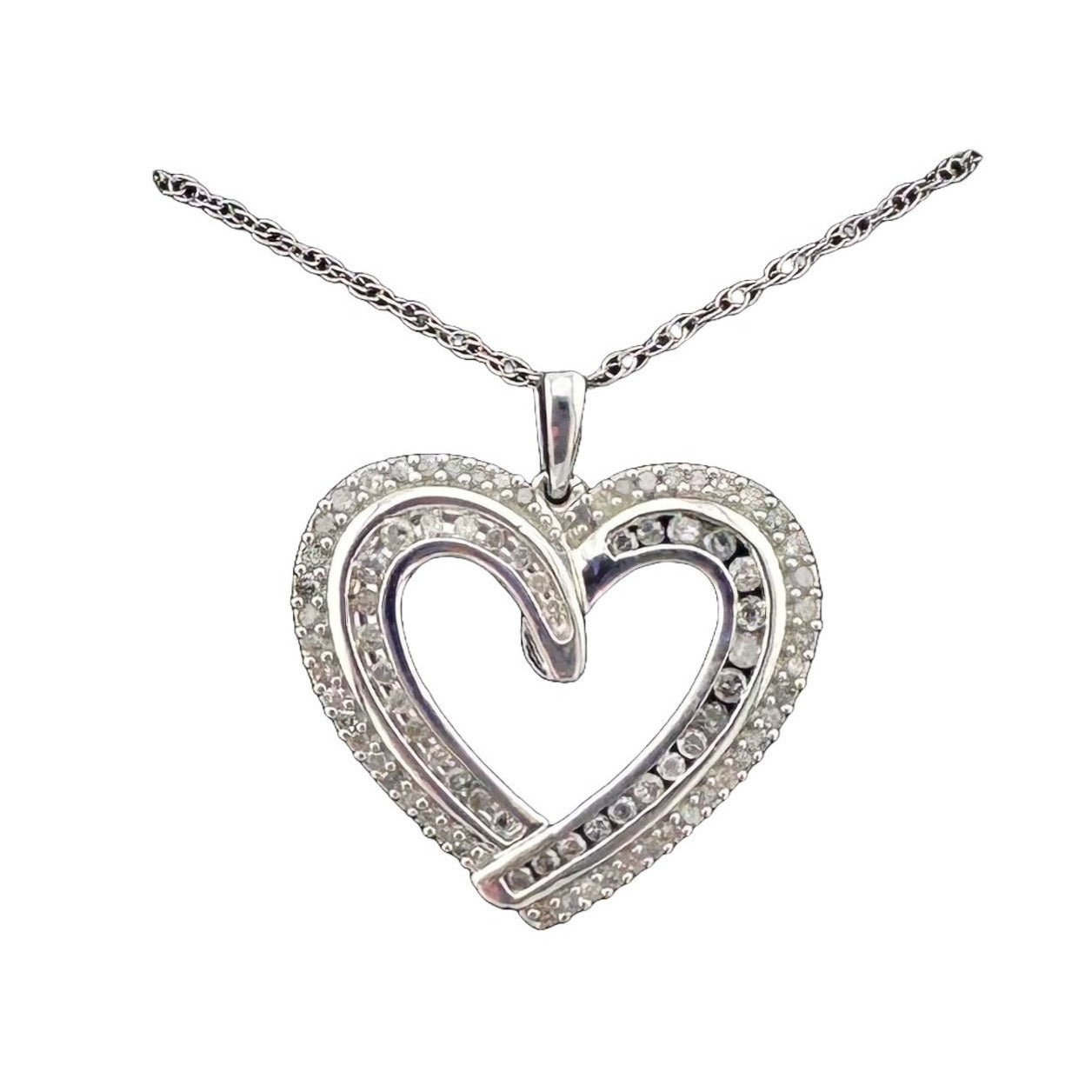 Beautiful 1/2 Carat Natural Diamond Heart Pendant Necklace with .925 Sterling Chain