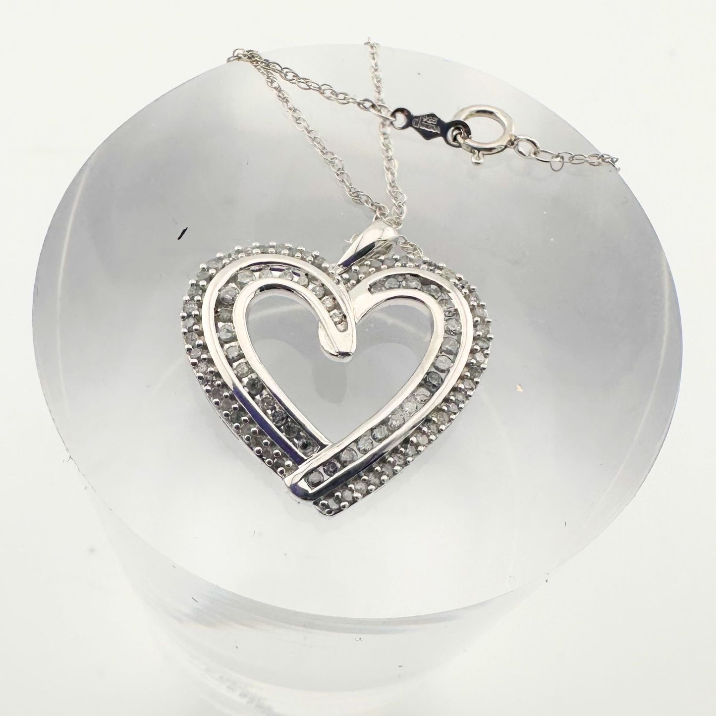 Beautiful 1/2 Carat Natural Diamond Heart Pendant Necklace with .925 Sterling Chain
