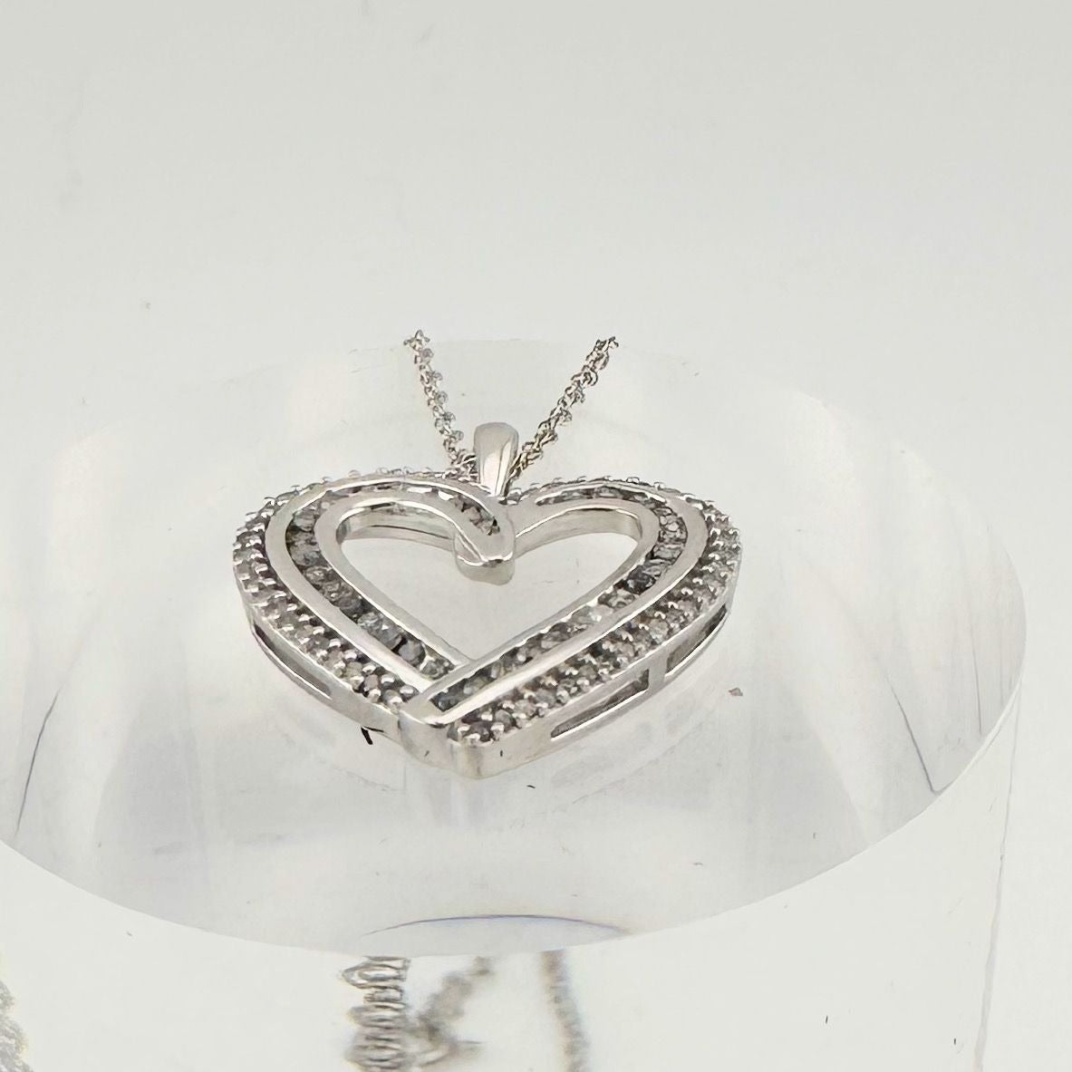 Beautiful 1/2 Carat Natural Diamond Heart Pendant Necklace with .925 Sterling Chain