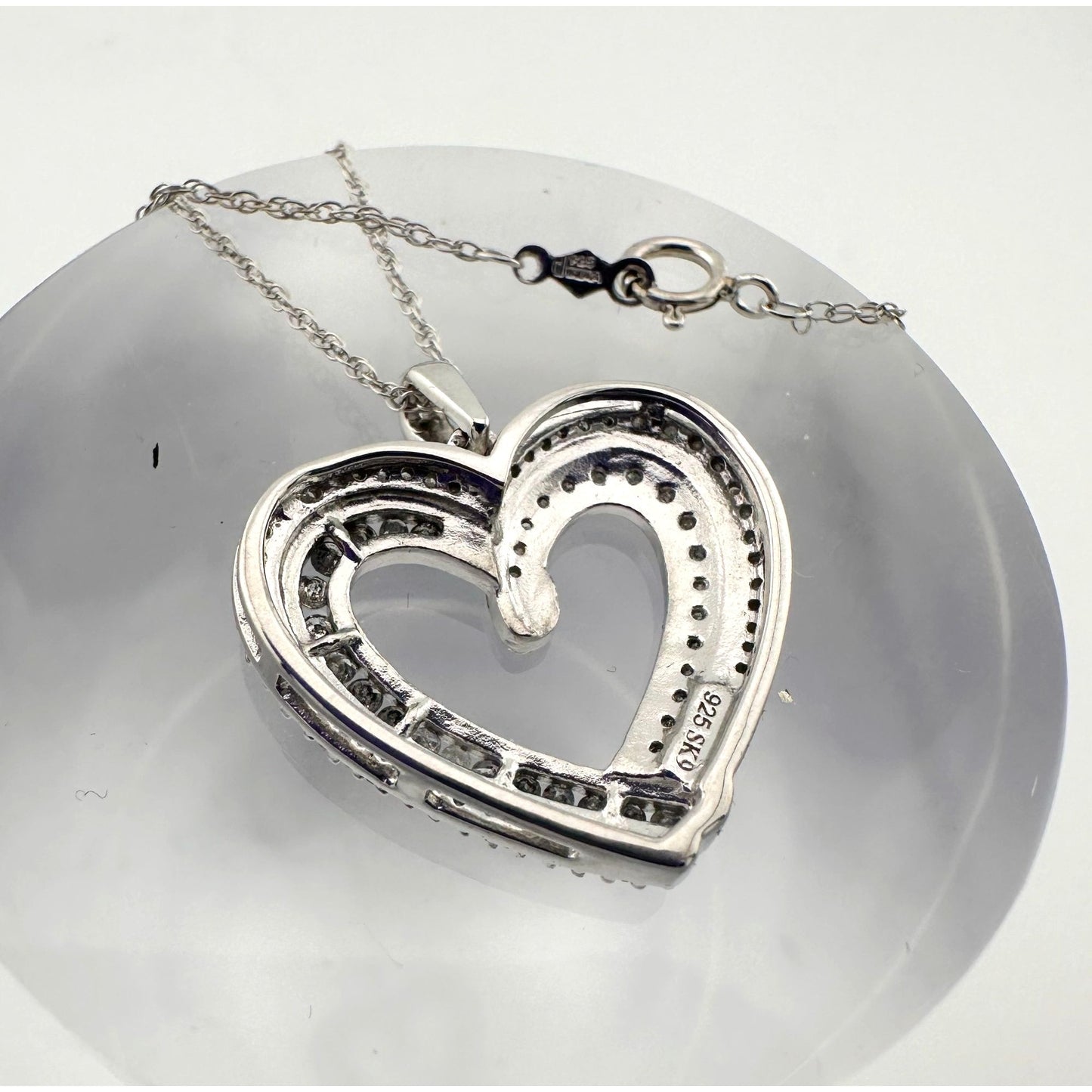 Beautiful 1/2 Carat Natural Diamond Heart Pendant Necklace with .925 Sterling Chain