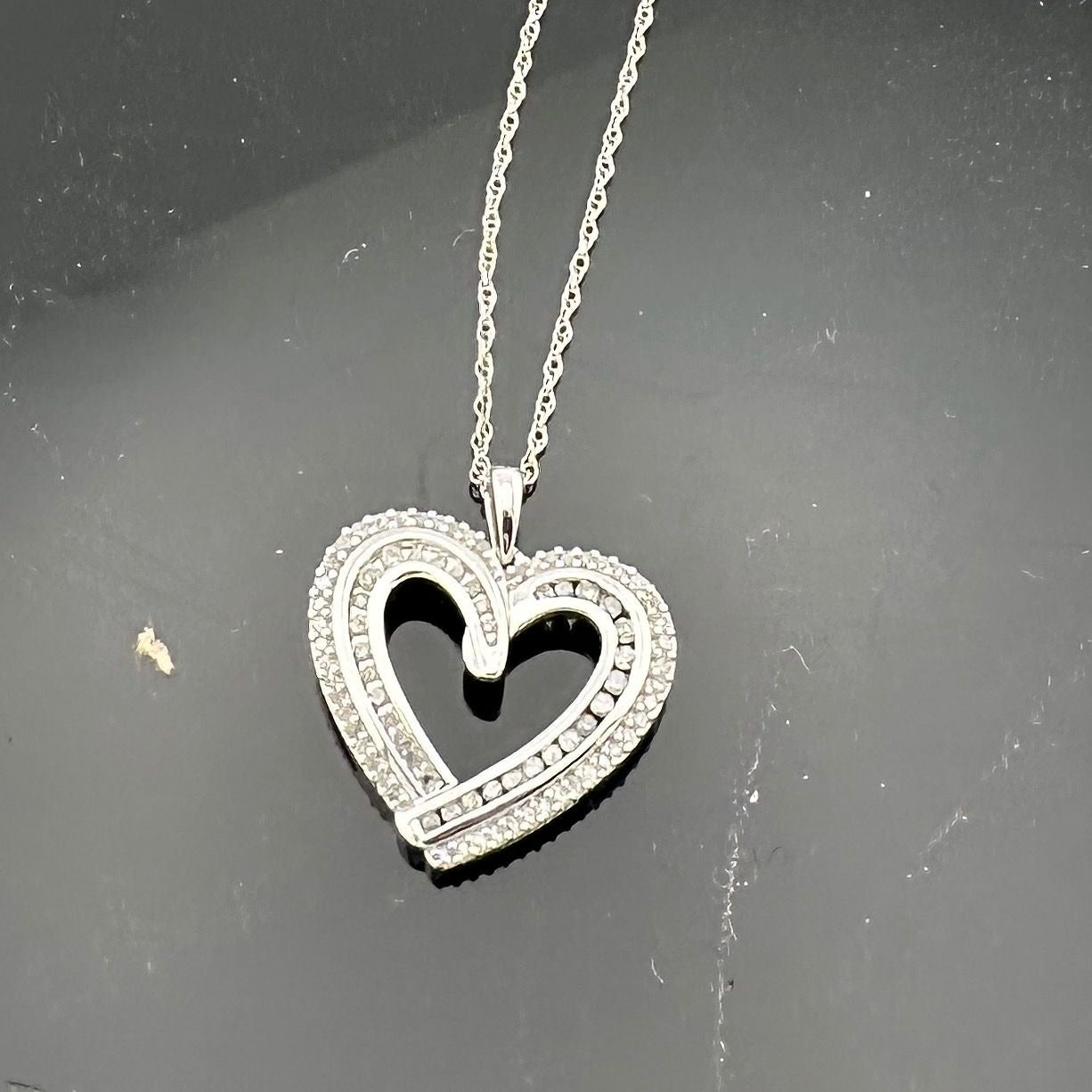 Beautiful 1/2 Carat Natural Diamond Heart Pendant Necklace with .925 Sterling Chain