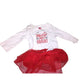 Baby holiday outfit with white 'Merry & Bright' long sleeve top and red tutu skirt
