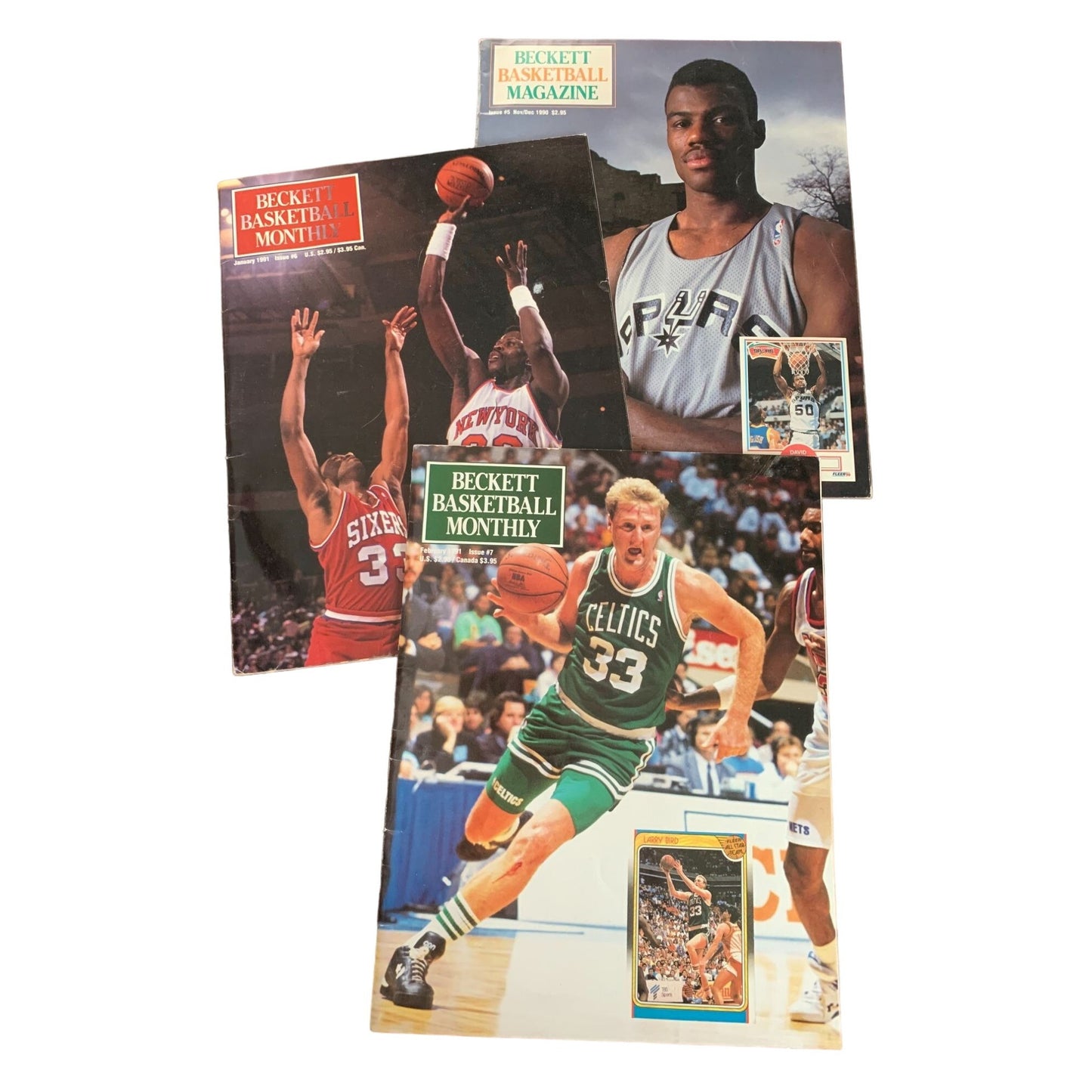 Beckett Basketball Monthly Set of 3 Issues Larry Bird, Patrick Ewing, Dave Robinson, John Stockton, Akeem Olajuwon