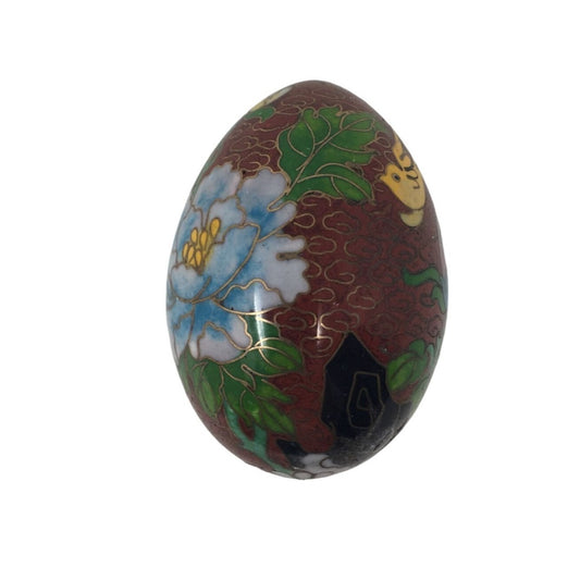 Vintage Cloisonne Colorful Flower Patterned Egg