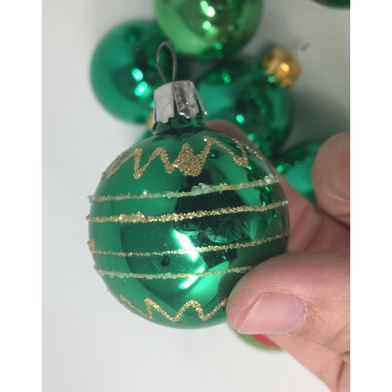 19 Green Round Christmas Tree Ornaments