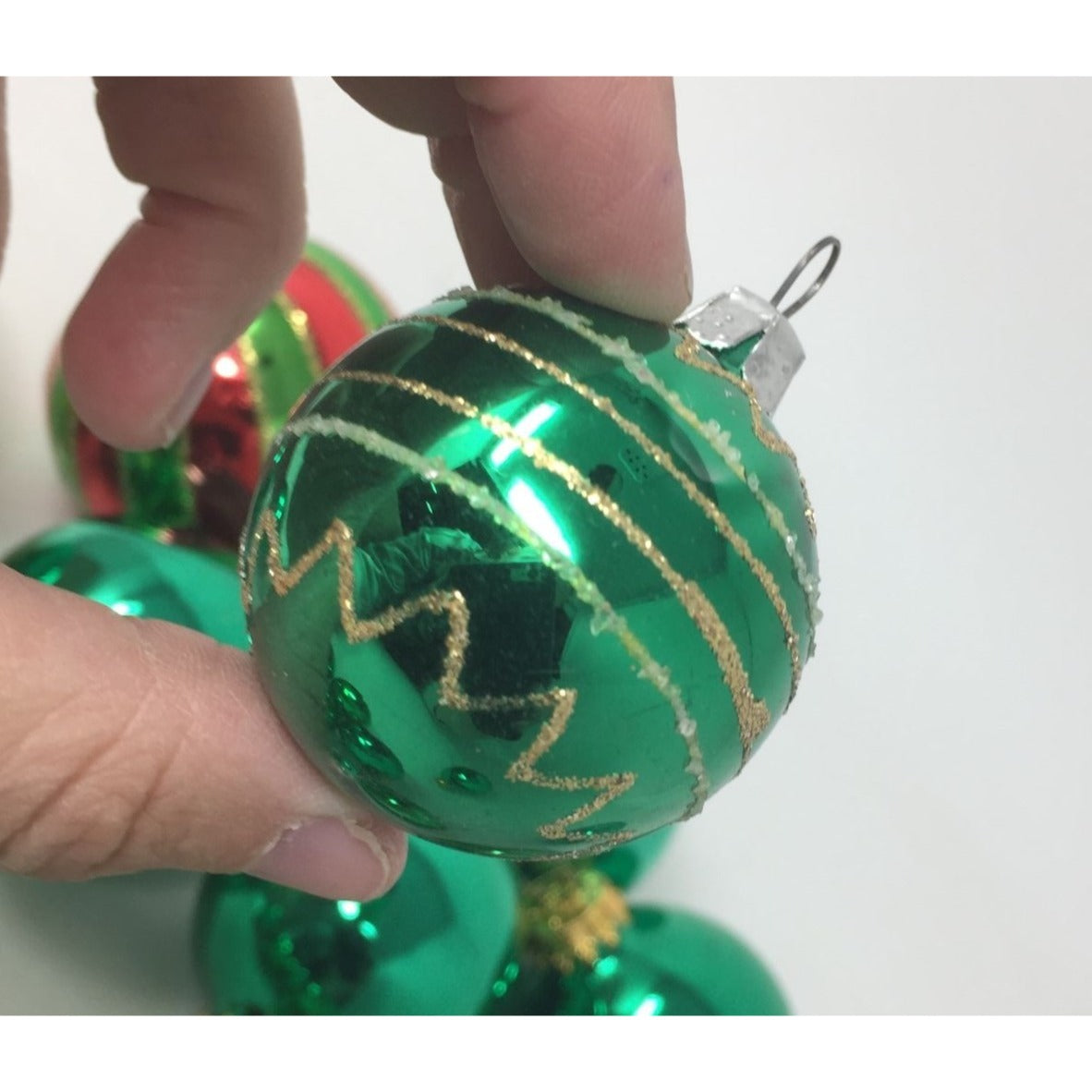 19 Green Round Christmas Tree Ornaments