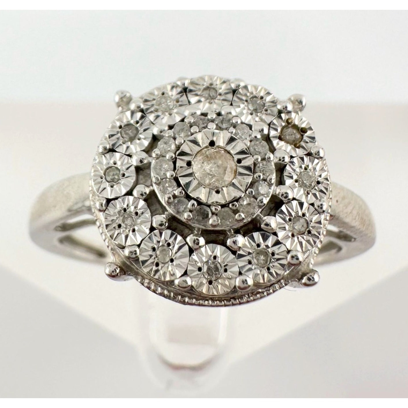 Beautiful Diamond Illusion Ring in Sterling Silver