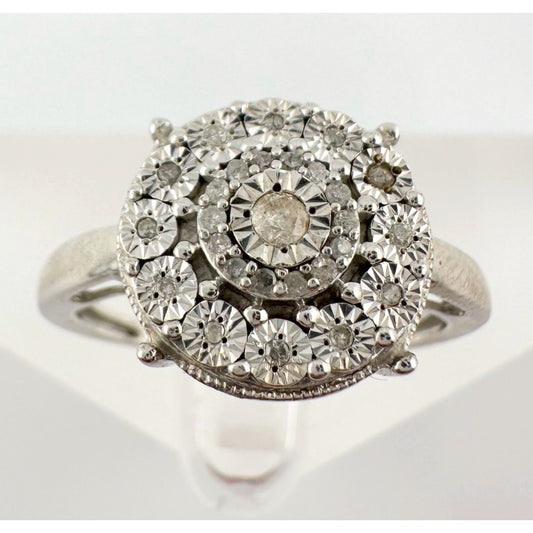 Beautiful Diamond Illusion Ring in Sterling Silver