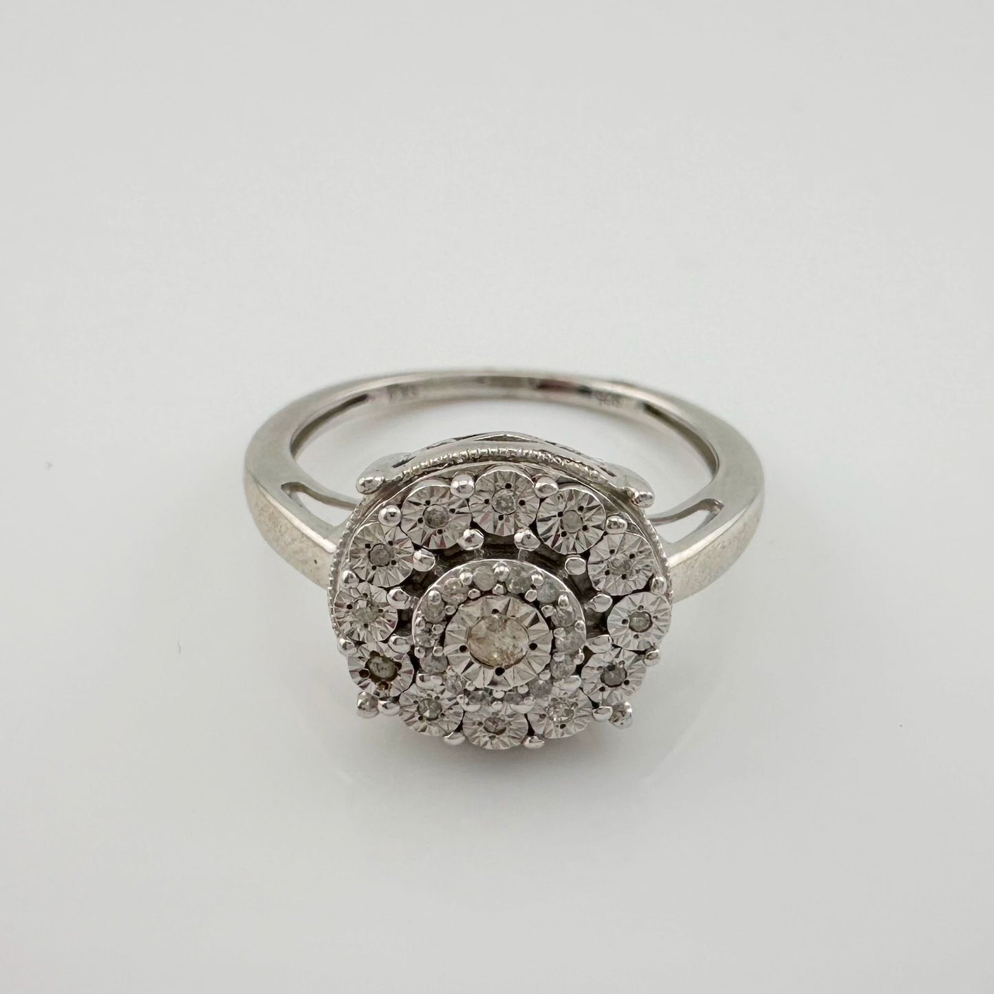 Beautiful Diamond Illusion Ring in Sterling Silver