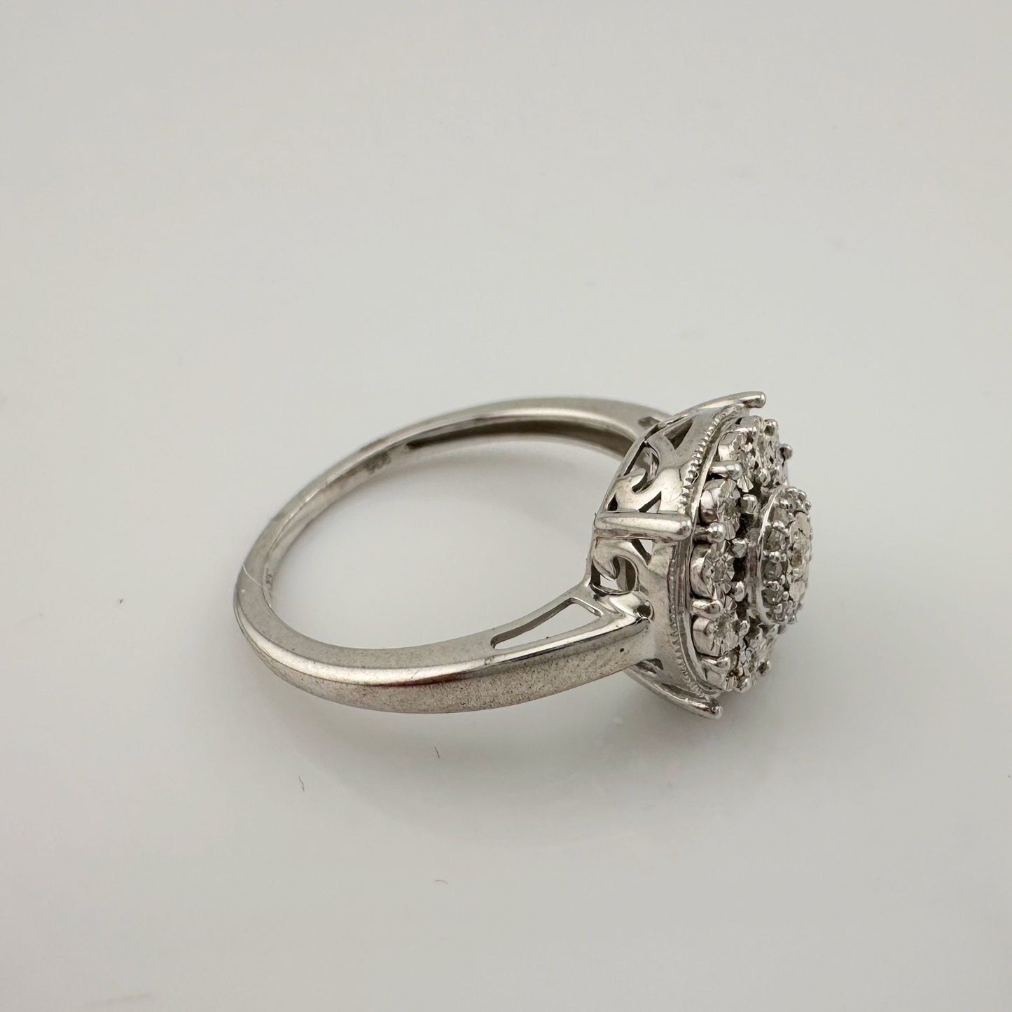 Beautiful Diamond Illusion Ring in Sterling Silver