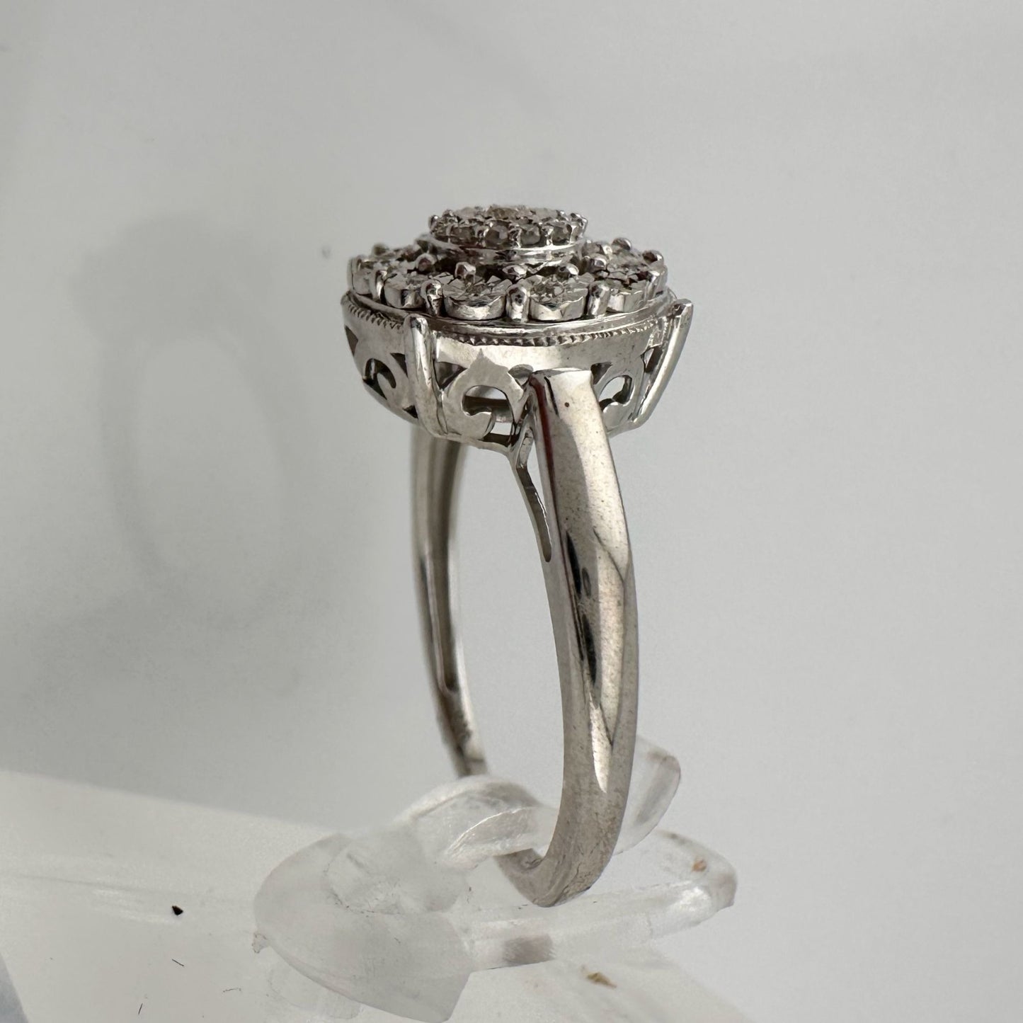 Beautiful Diamond Illusion Ring in Sterling Silver