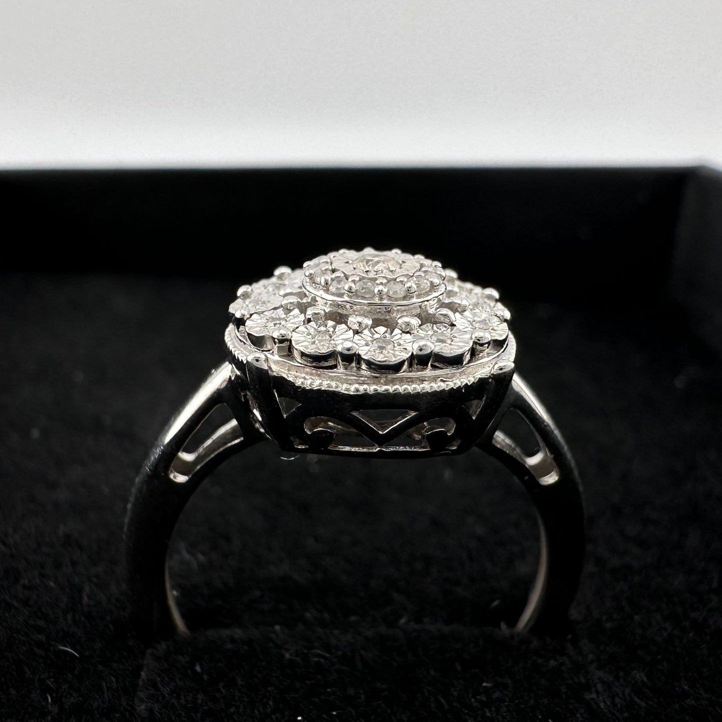 Beautiful Diamond Illusion Ring in Sterling Silver