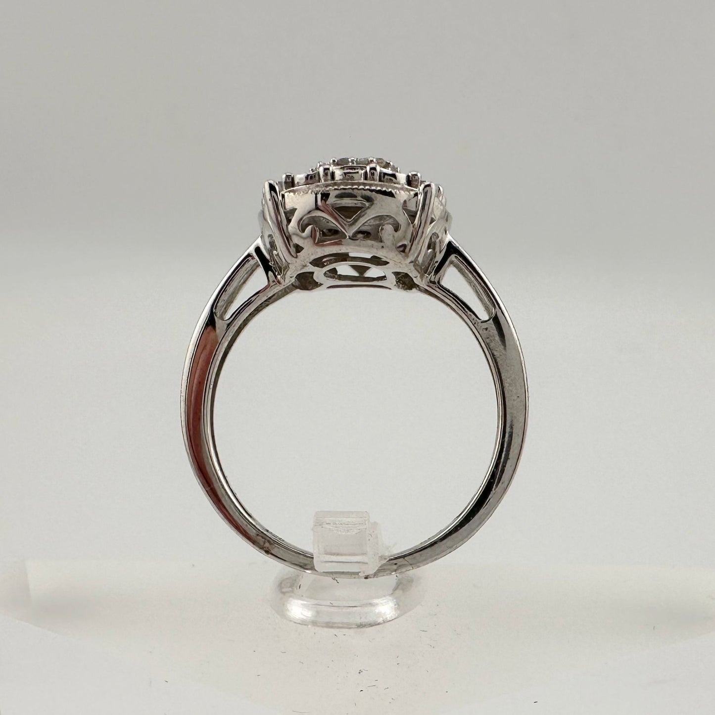 Beautiful Diamond Illusion Ring in Sterling Silver