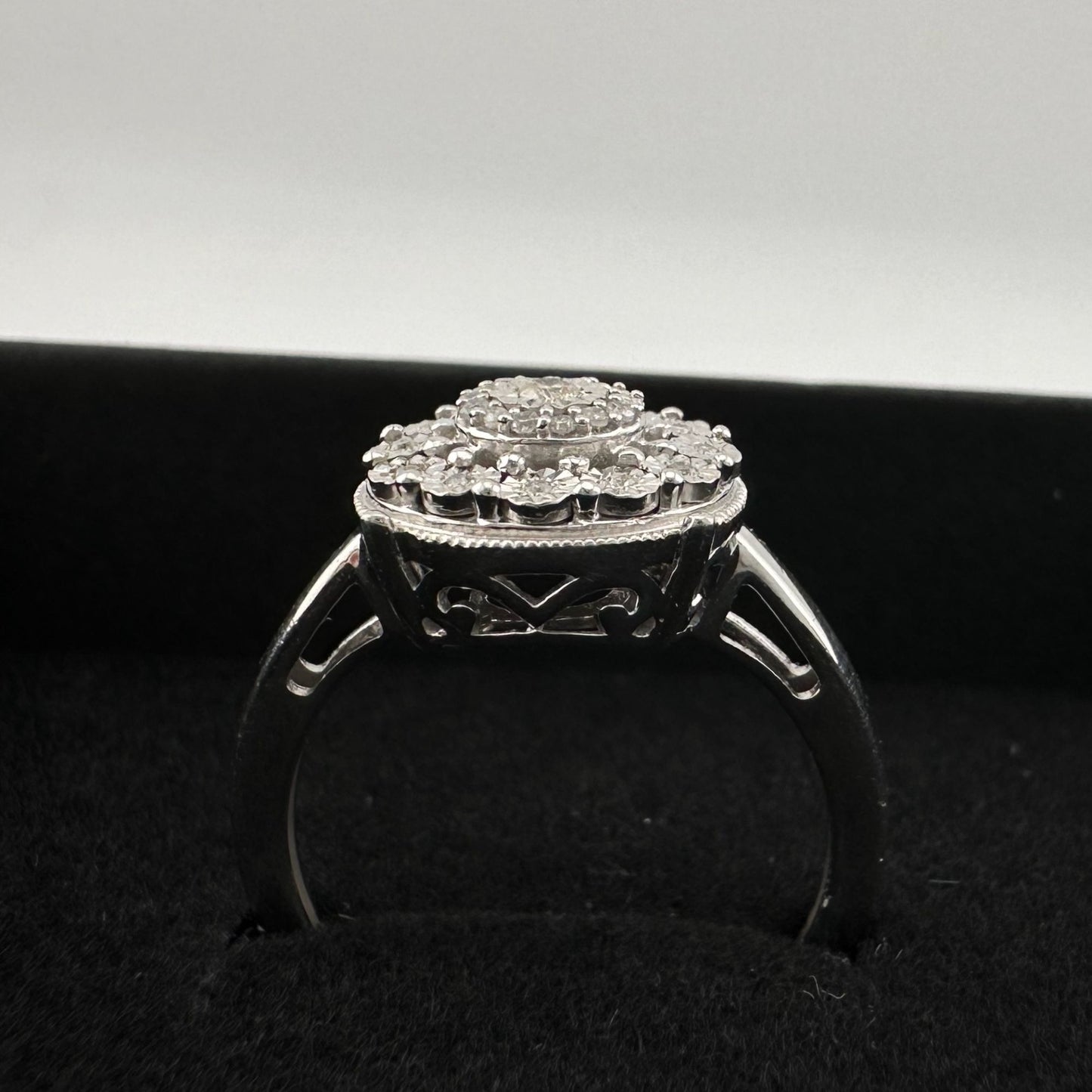 Beautiful Diamond Illusion Ring in Sterling Silver