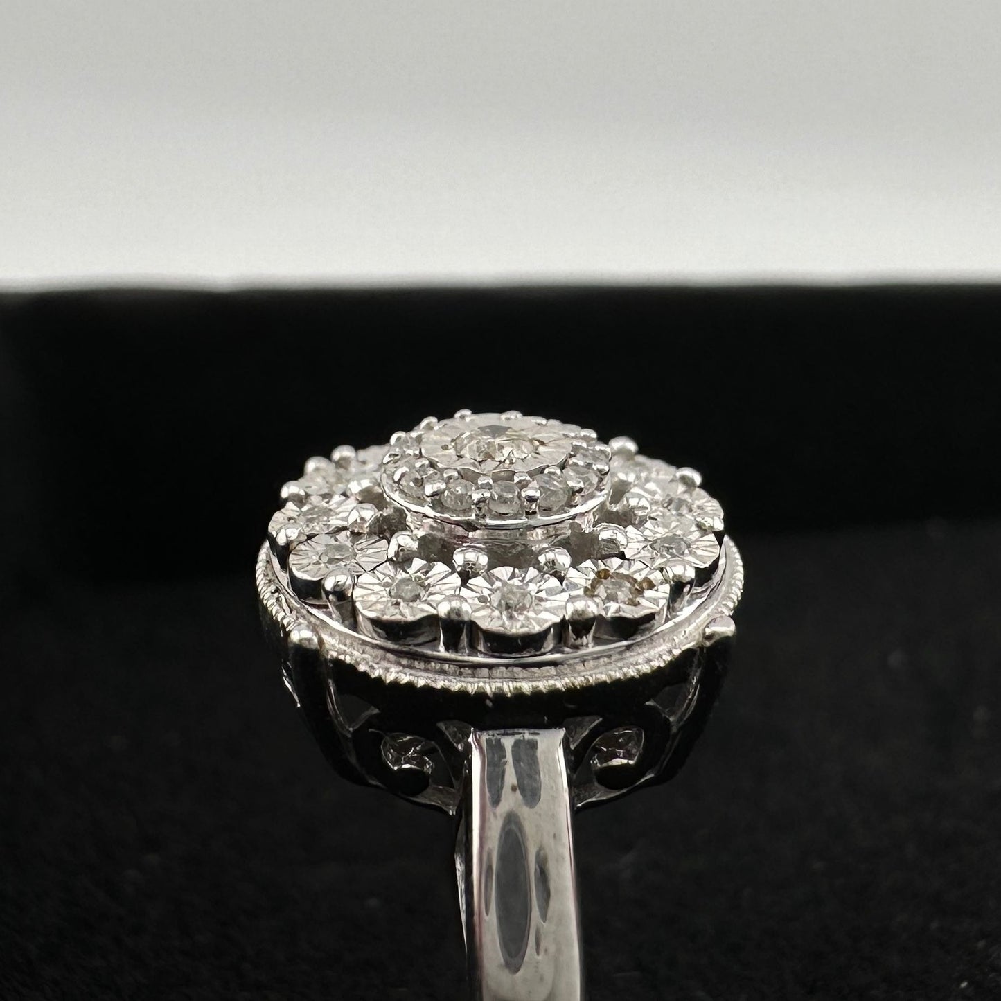 Beautiful Diamond Illusion Ring in Sterling Silver