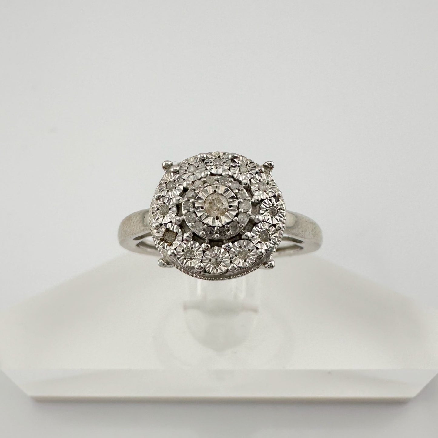 Beautiful Diamond Illusion Ring in Sterling Silver