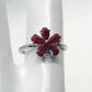 Natural Ruby Flower Ring -  Sterling Silver  - Size 8 - Simply Beautiful! A+ Stuff  A+ Stuff