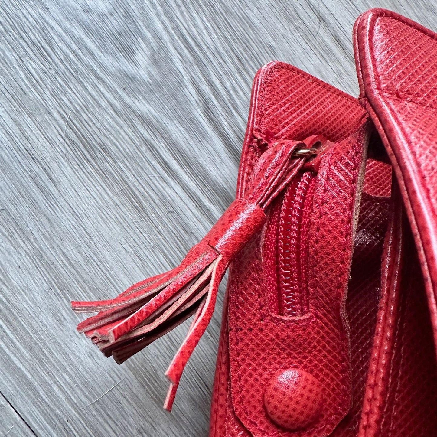 Bottega Veneta Red Leather Document Tote Shoulder Bag w Black Interior