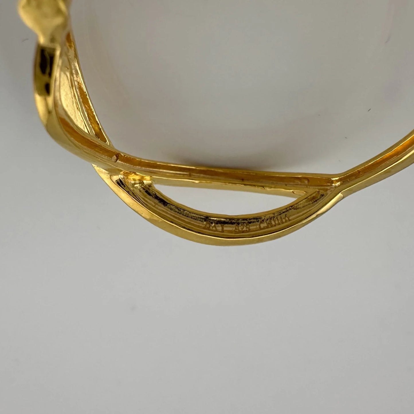 Beautiful Infinity Hoop Earrings - Sterling Silver and 14kt Gold Overlay with texturing and small diamond accent - A+ Stuff