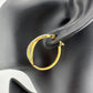 Beautiful Infinity Hoop Earrings - Sterling Silver and 14kt Gold Overlay with texturing and small diamond accent - A+ Stuff