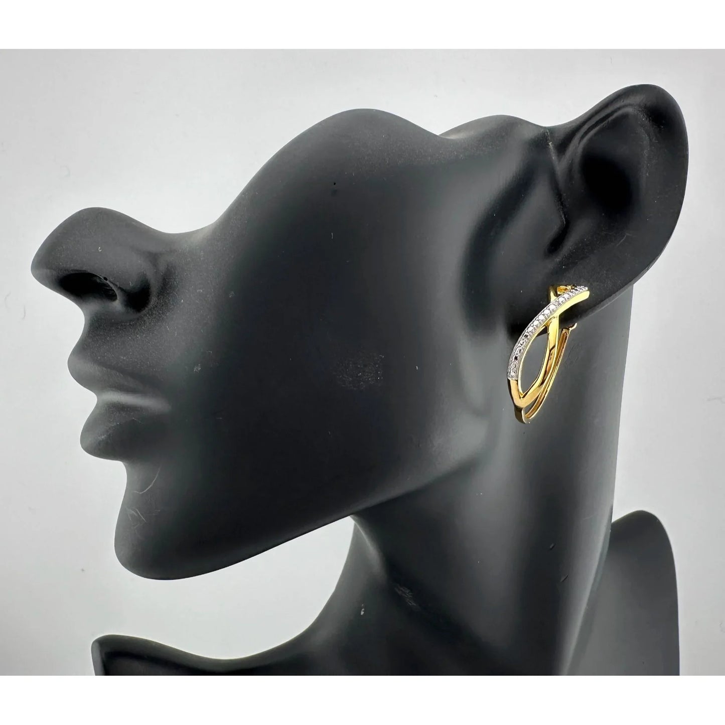 Beautiful Infinity Hoop Earrings - Sterling Silver and 14kt Gold Overlay with texturing and small diamond accent - A+ Stuff
