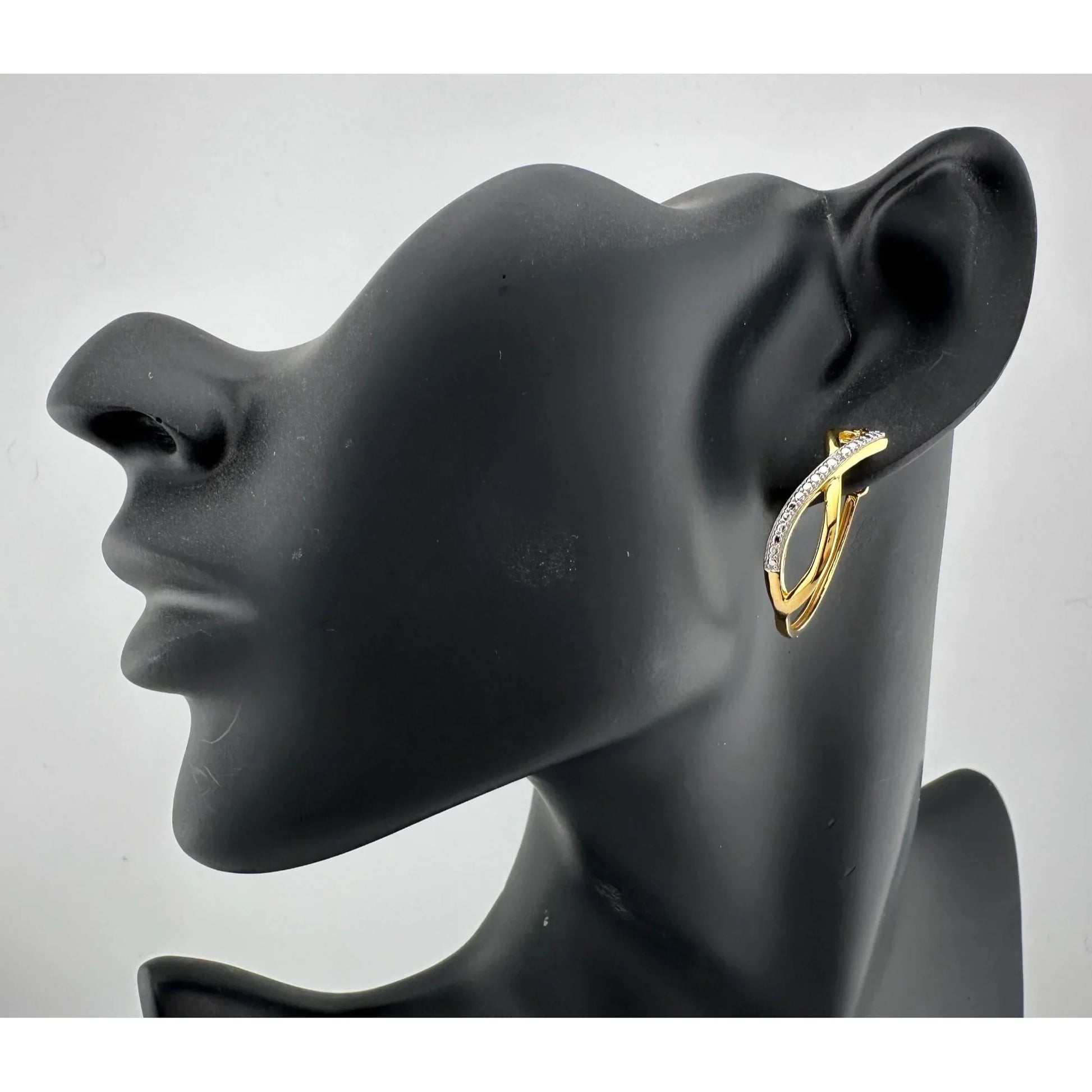 Beautiful Infinity Hoop Earrings - Sterling Silver and 14kt Gold Overlay with texturing and small diamond accent - A+ Stuff