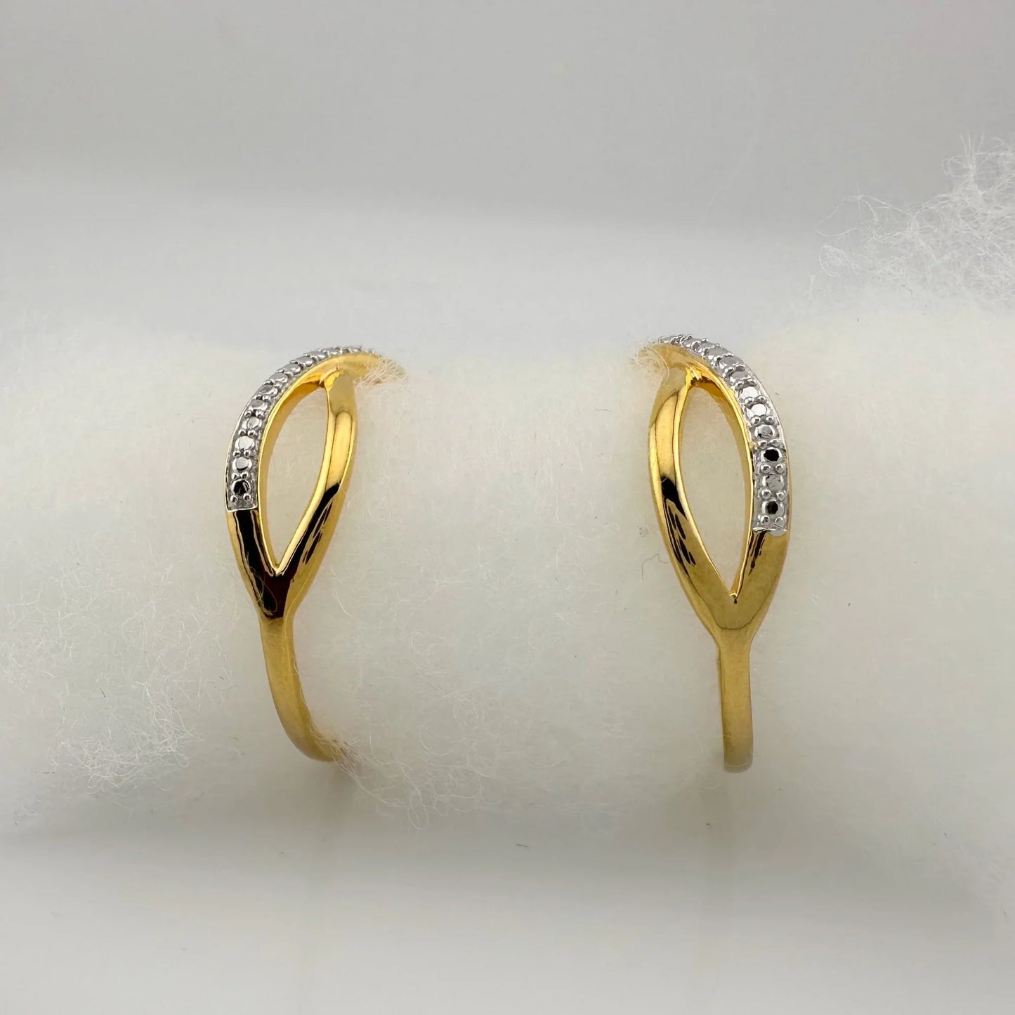 Beautiful Infinity Hoop Earrings - Sterling Silver and 14kt Gold Overlay with texturing and small diamond accent - A+ Stuff