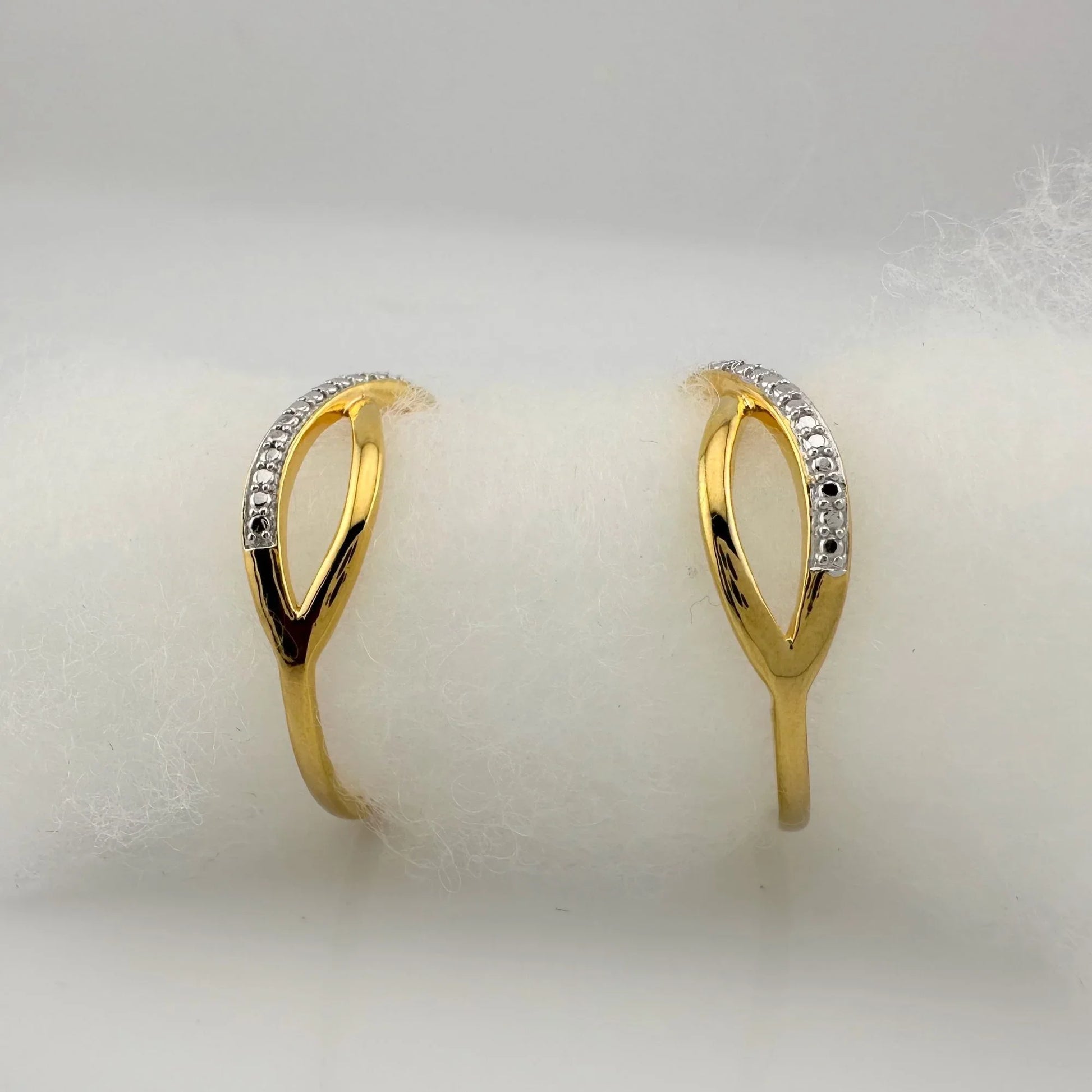 Beautiful Infinity Hoop Earrings - Sterling Silver and 14kt Gold Overlay with texturing and small diamond accent - A+ Stuff