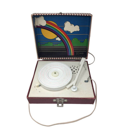 Vintage Imperial Party Time Record Player with Rainbow Design (110-120v)