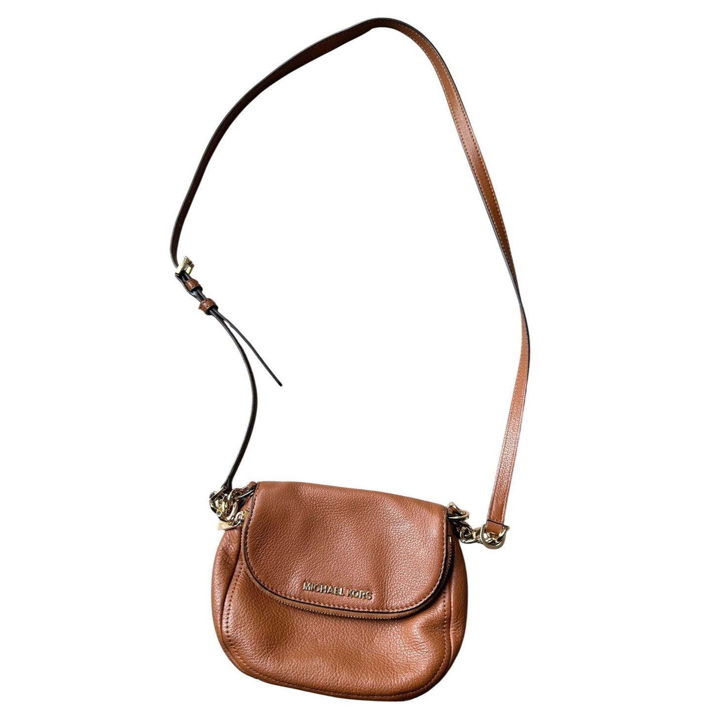 Michael Kors Chestnut Leather Crossbody Bag w Top Flap Pocket