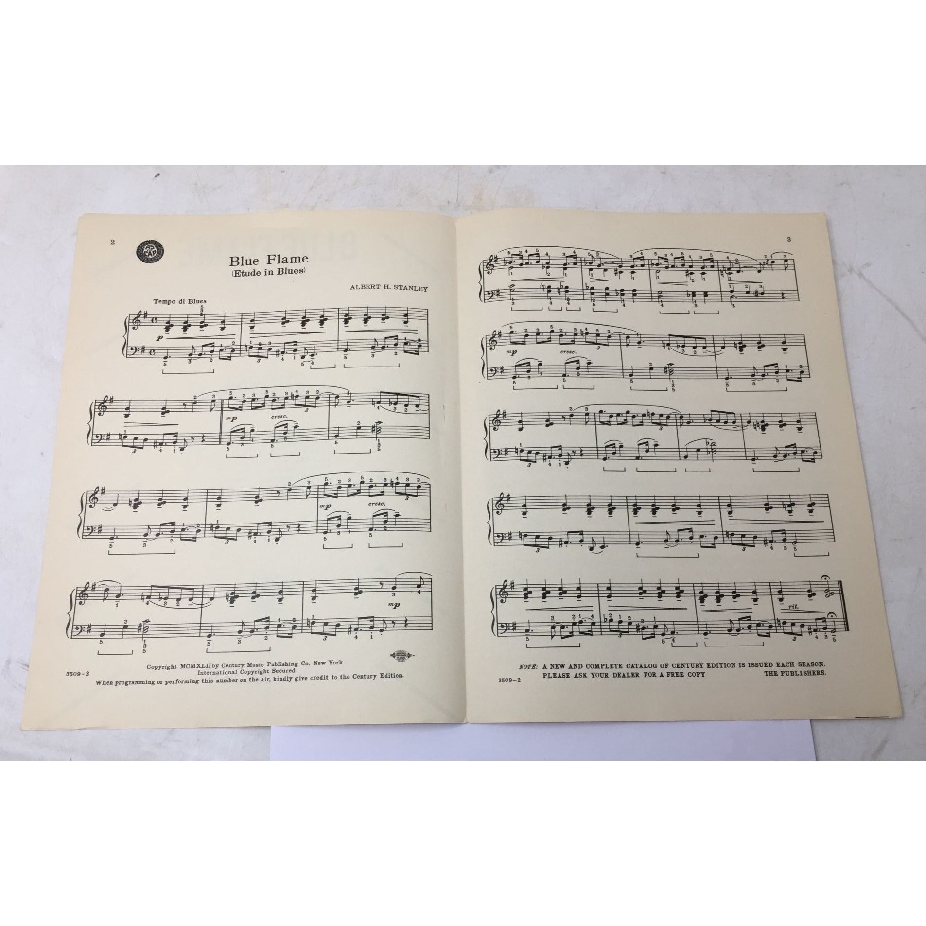 Vintage Sheet Music entitled "Blue Flame," unbranded  A+ Stuff Sheet Music