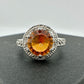 Beautiful 2.11 Carat Golden Citrine Ring with Small Diamond Accent Size 7