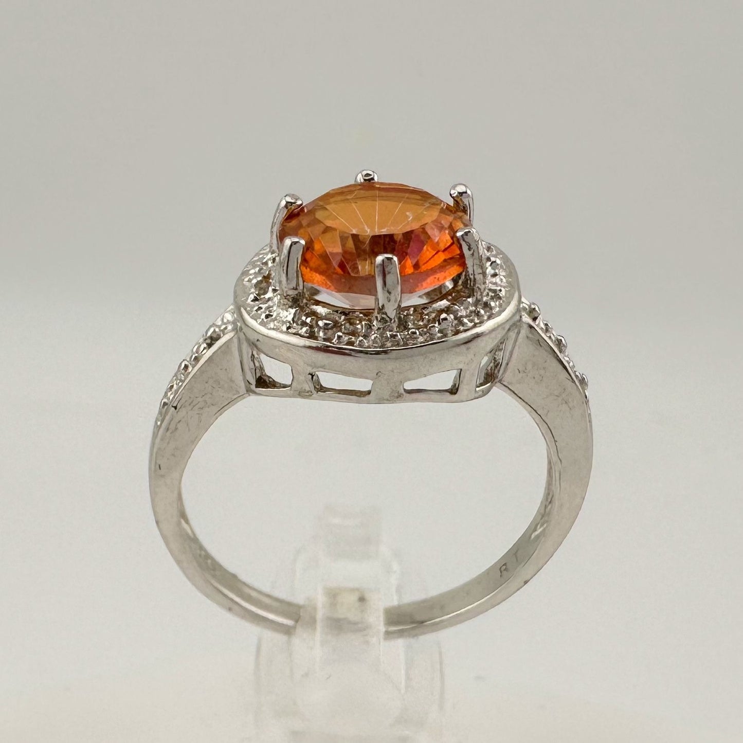 Beautiful 2.11 Carat Golden Citrine Ring with Small Diamond Accent Size 7