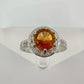 Beautiful 2.11 Carat Golden Citrine Ring with Small Diamond Accent Size 7