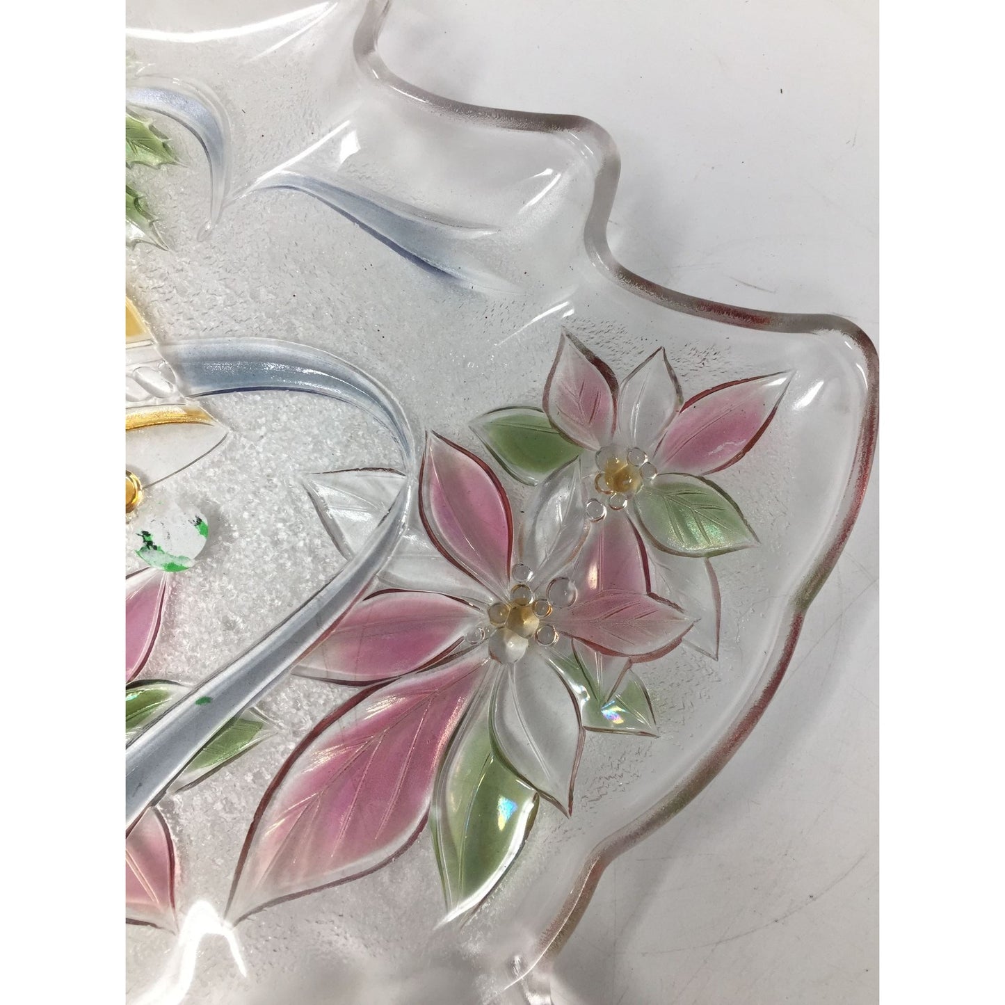 Vintage Clear Glass Christmas Tree Tray/Serving Dish- 13.5'' long