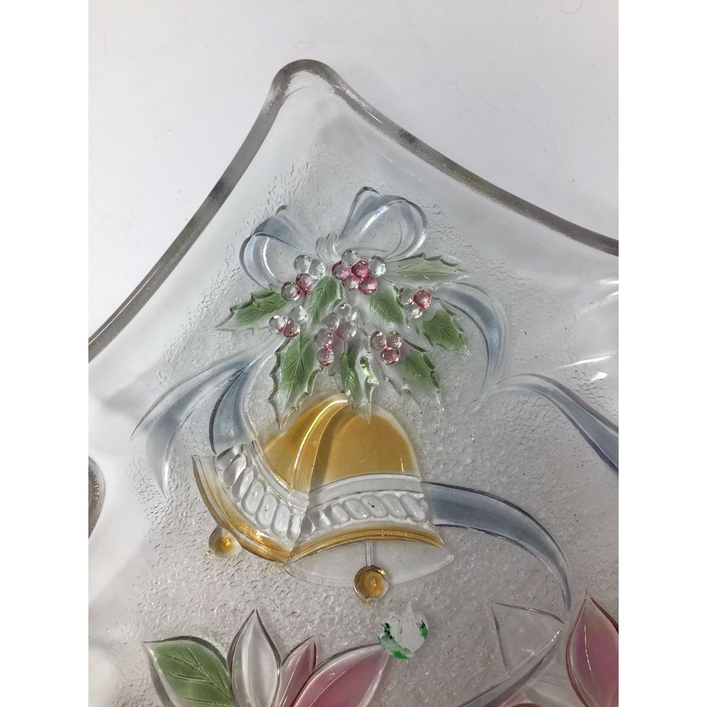 Vintage Clear Glass Christmas Tree Tray/Serving Dish- 13.5'' long