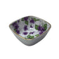 Small Vintage Squared Bowl with Purple Flowers inside it and B-355 On the Bottom