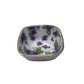 Small Vintage Squared Bowl with Purple Flowers inside it and B-355 On the Bottom