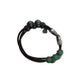 Women's Leather Rope Bracelet with Green & Silver Charms