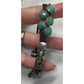 Women's Leather Rope Bracelet with Green & Silver Charms