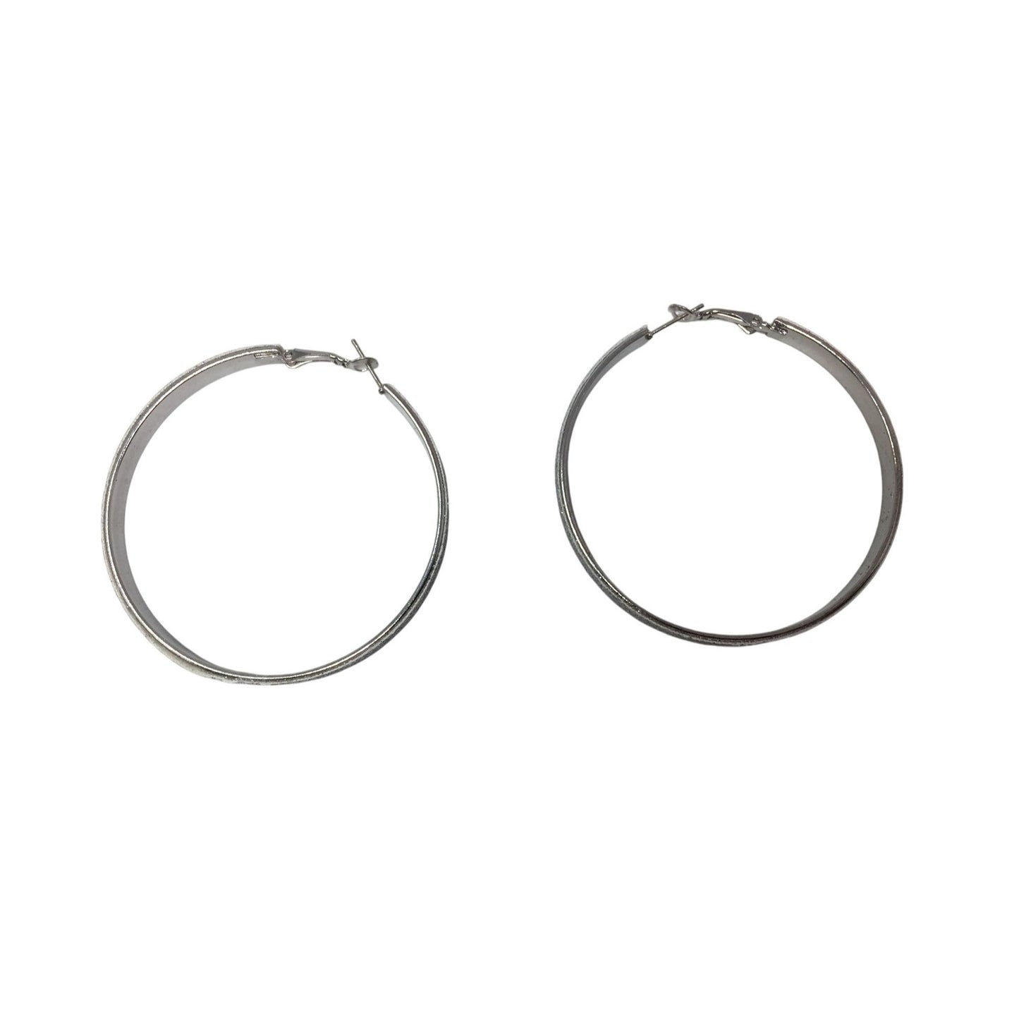 Women's Large Silver Toned Glittery Sparkly Hoop Earrings