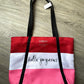 Clinique / Kate Spade 'Hello Gorgeous'  Red, White and Pink Stripe Bag with Black Handles NWT