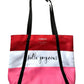 Clinique / Kate Spade 'Hello Gorgeous'  Red, White and Pink Stripe Bag with Black Handles NWT