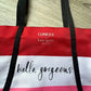 Clinique / Kate Spade 'Hello Gorgeous'  Red, White and Pink Stripe Bag with Black Handles NWT